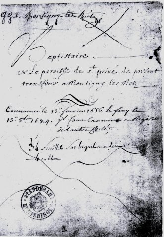 Page de registre des baptêmes de Saint-Privat.