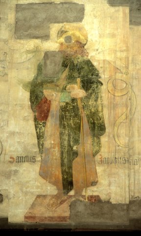 St Jacques sur la fresque de l'abbatiale de Walbourg.