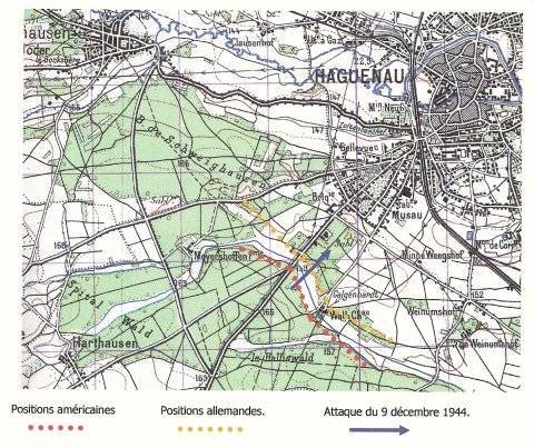 Les positions des belligérants et l'attaque du 9 décembre 1944.