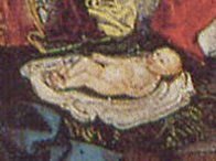 L'enfant Jésus de la Nativité du retable du Jugement Dernier de Haguenau.
